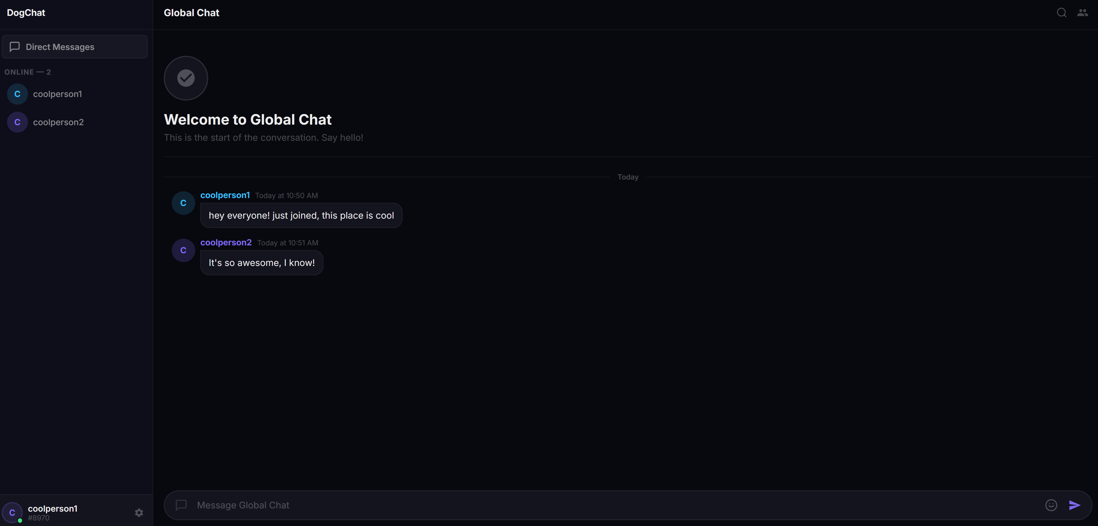 DogChat desktop interface